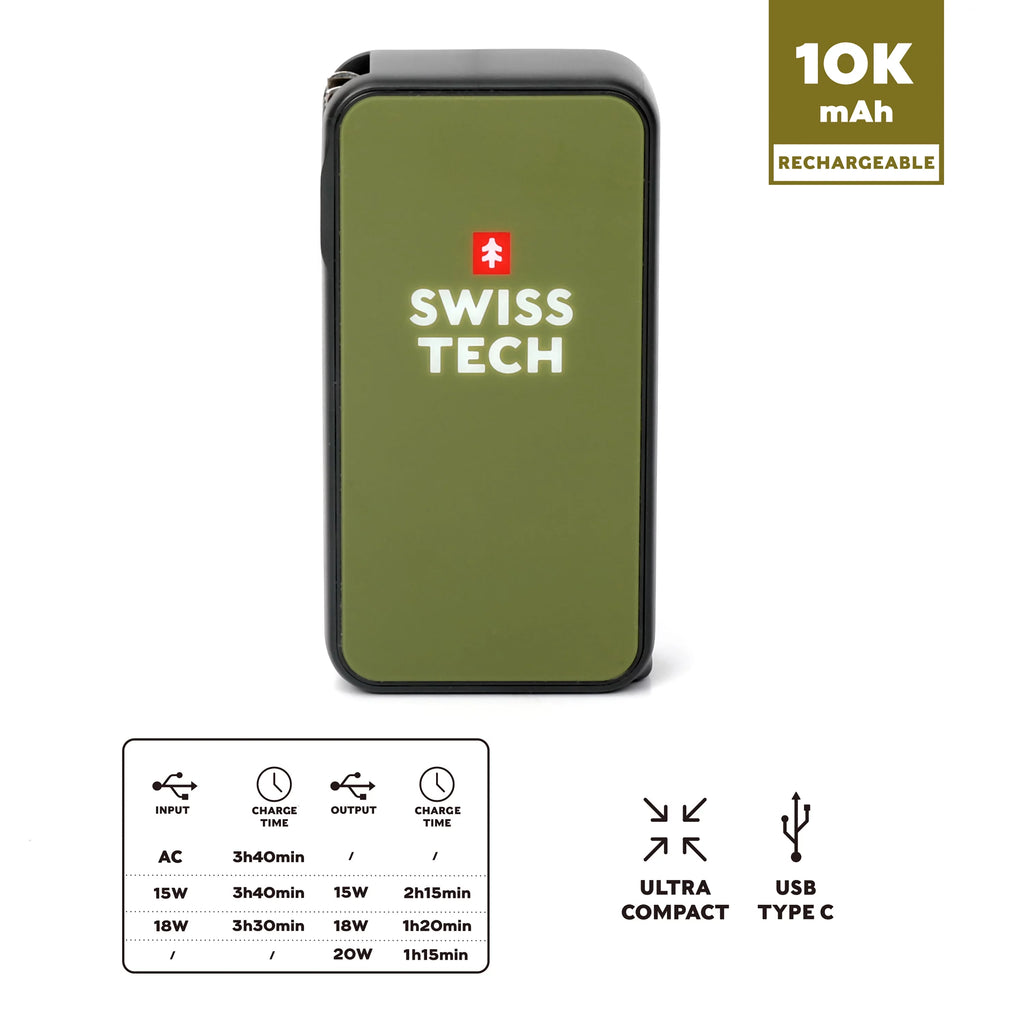 10000 mAh Portable Power Bank with Built-in Charging Cord W15890