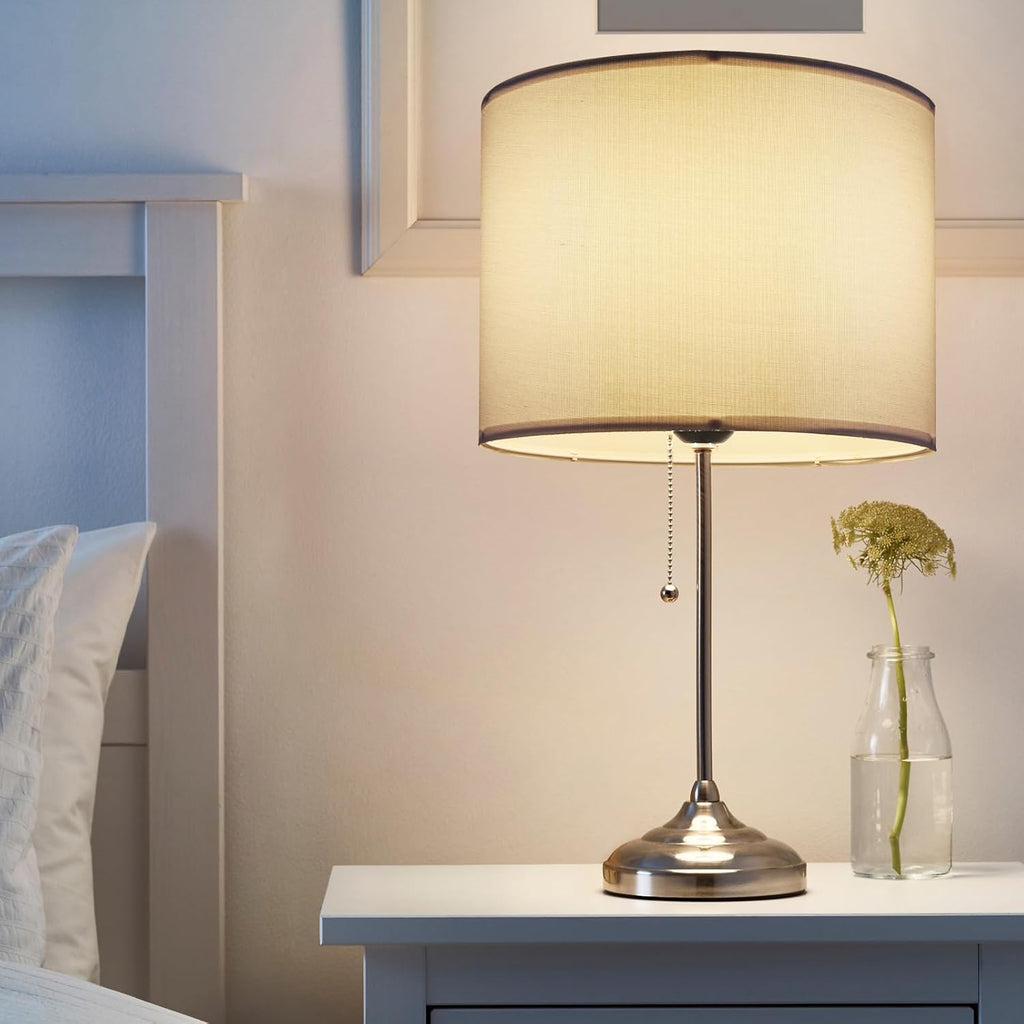 Set of 2 White Fabric Drum Lamp Shades, 12" x 12" x 8" J134