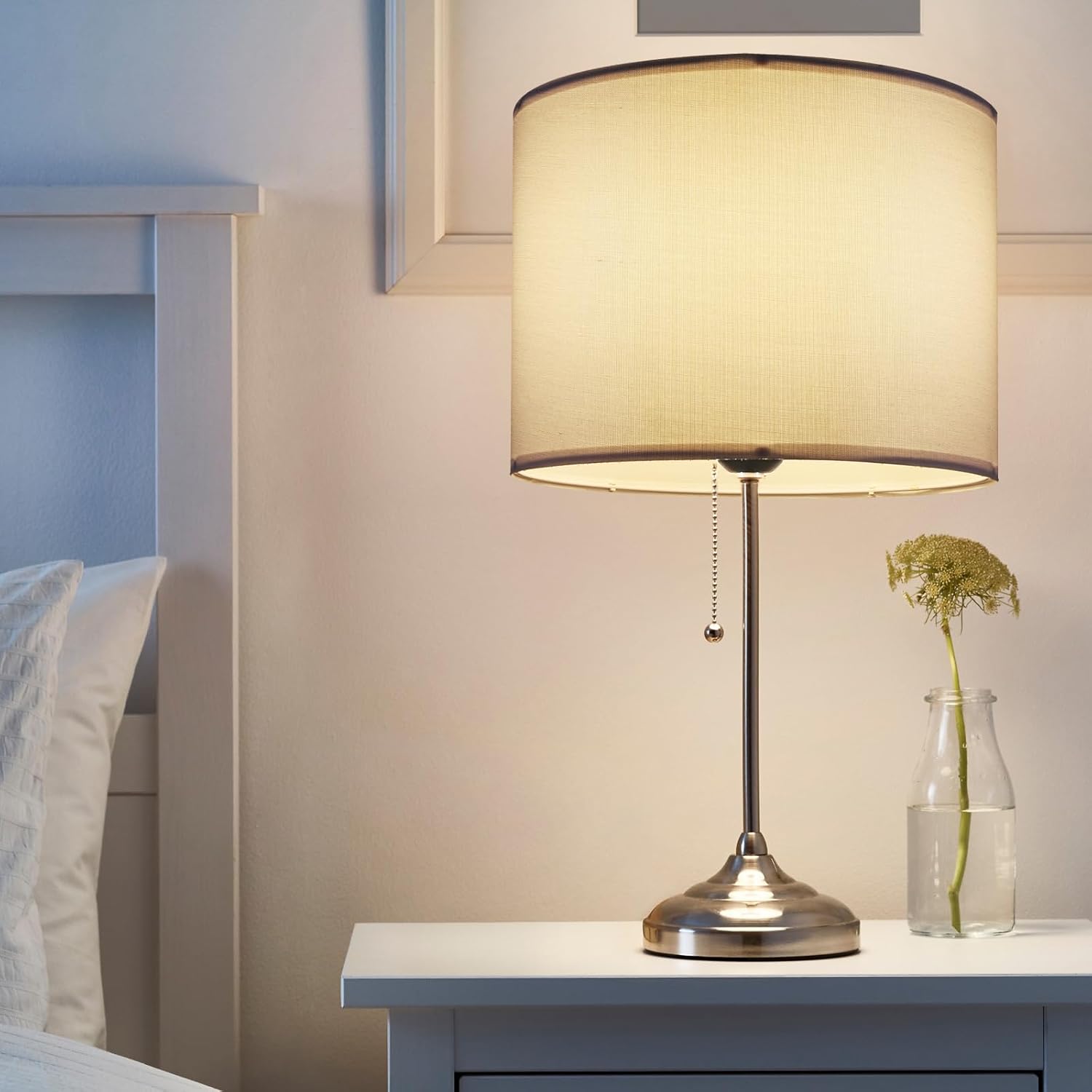Set of 2 White Fabric Drum Lamp Shades, 12" x 12" x 8" J134