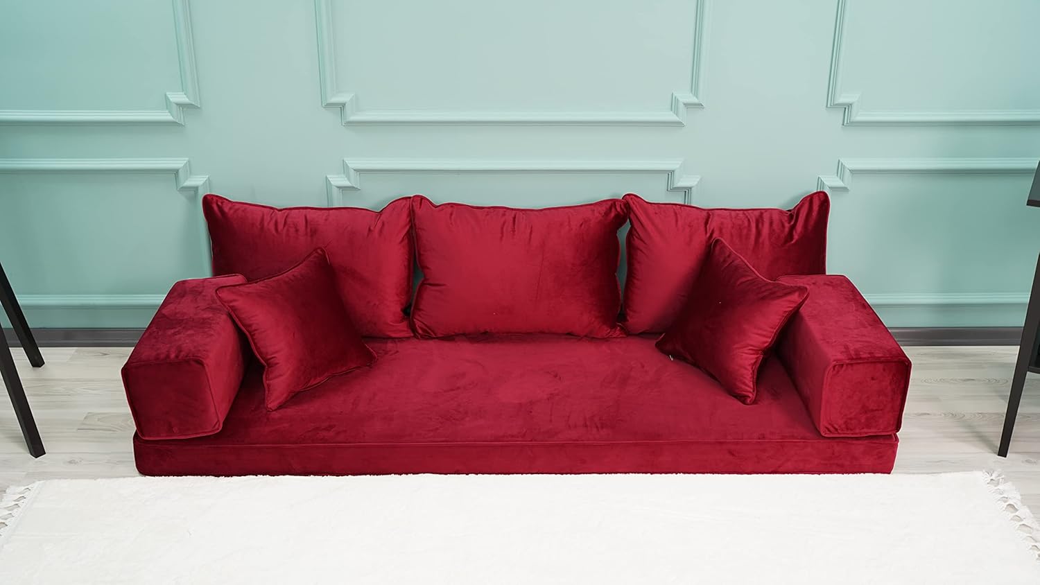 Red Velvet Floor Sofa Q81282