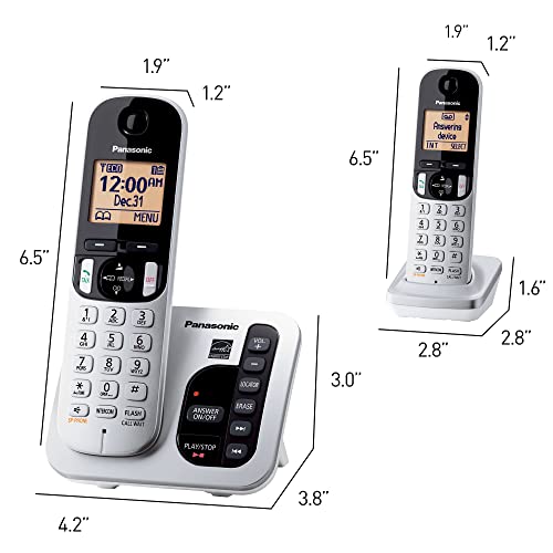 Expandable Cordless Phone System with Answering Machine, Call Block, High Contrast Displays and Keypads - 1 Cordless Handset - Silver/Black U424942