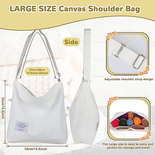 70 Pcs Crochet Kit with Yarns Crochet Hooks Canvas Tote Bag C7946