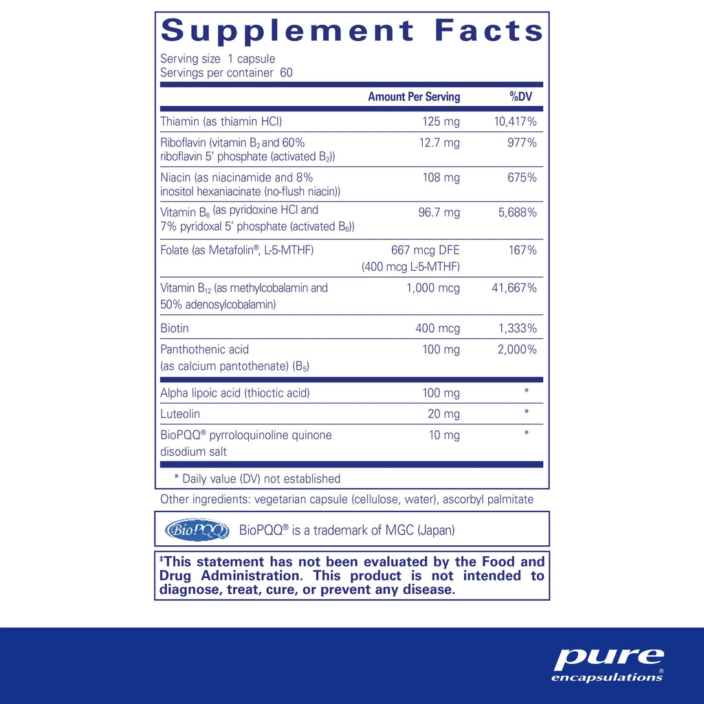 Vitamin B Supplement with PQQ, 60 Capsules Y219