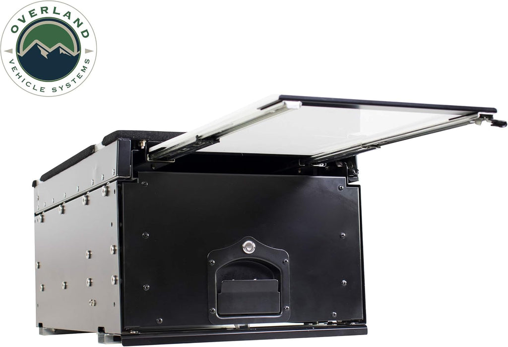 Black Powder Coat Cargo Box With Slide Out Drawer & Working Station S1052