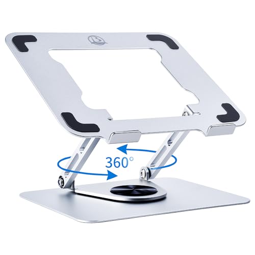 Adjustable Aluminum Alloy Laptop Stand with 360° Rotating Base (Gray) D750358
