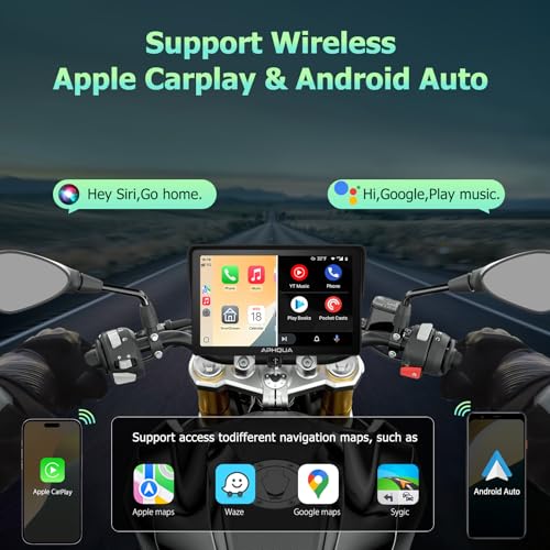 7-Inch Motorcycle GPS Navigation System with Apple CarPlay & Android Auto, Waterproof Touchscreen, Bluetooth, IP67 Waterproof Q439