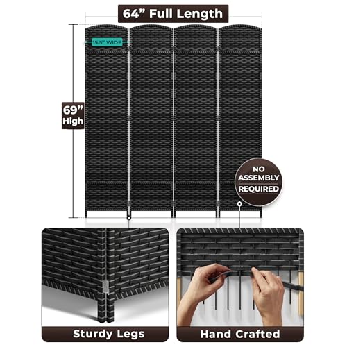 Black 8-Panel Folding Room Divider C2641
