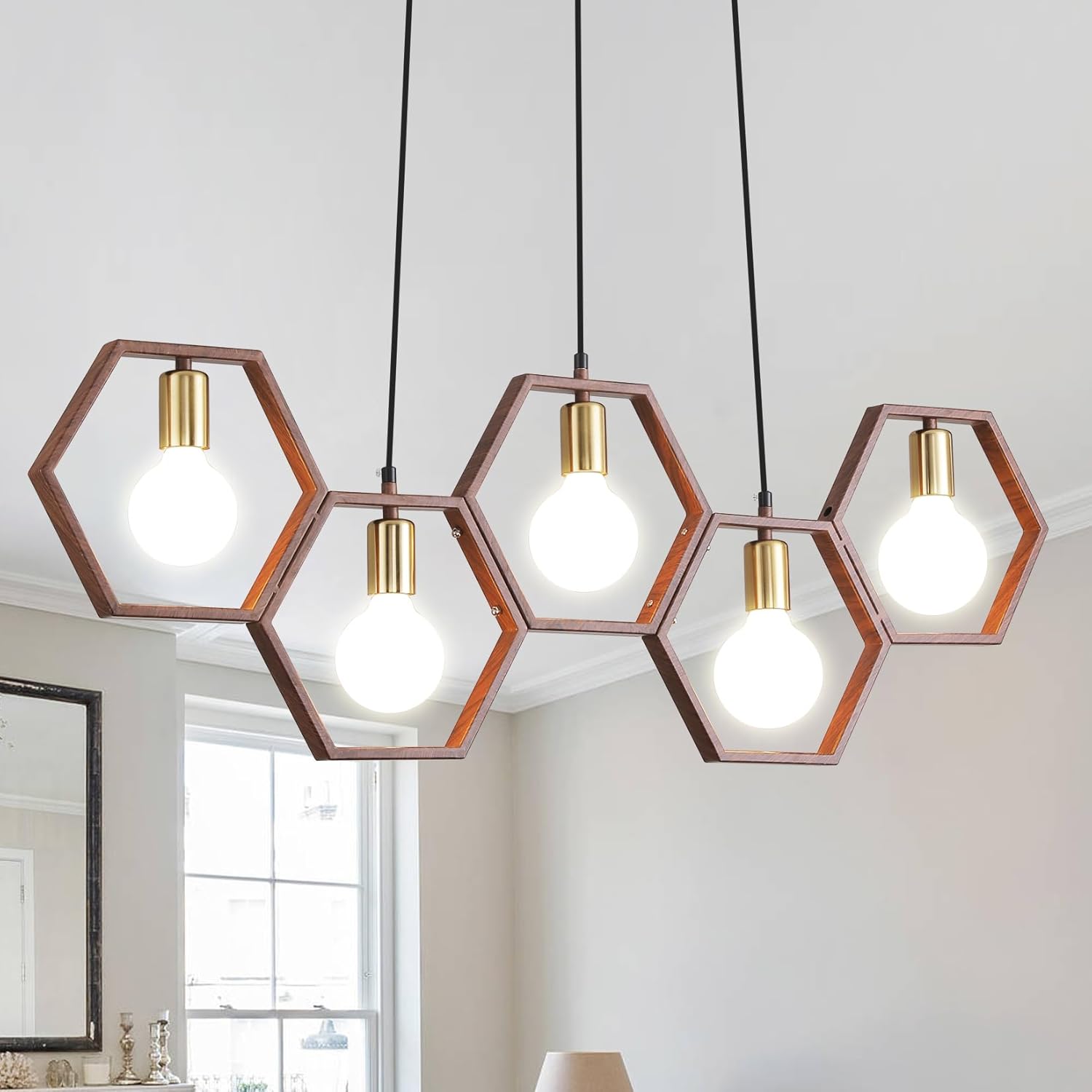 Black Metal 5 Light Rectangular Chandelier C889