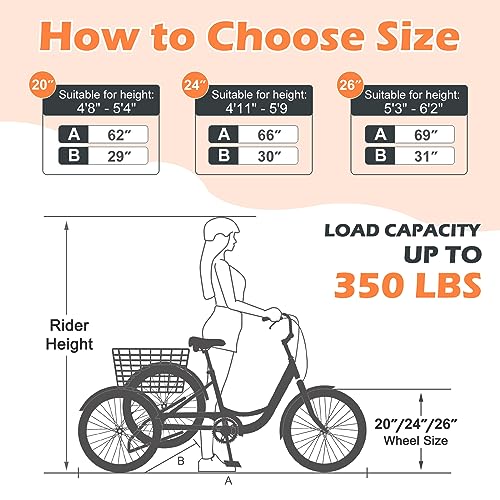 Adult Tricycles 3 Wheel 7 Speed Trikes W37731