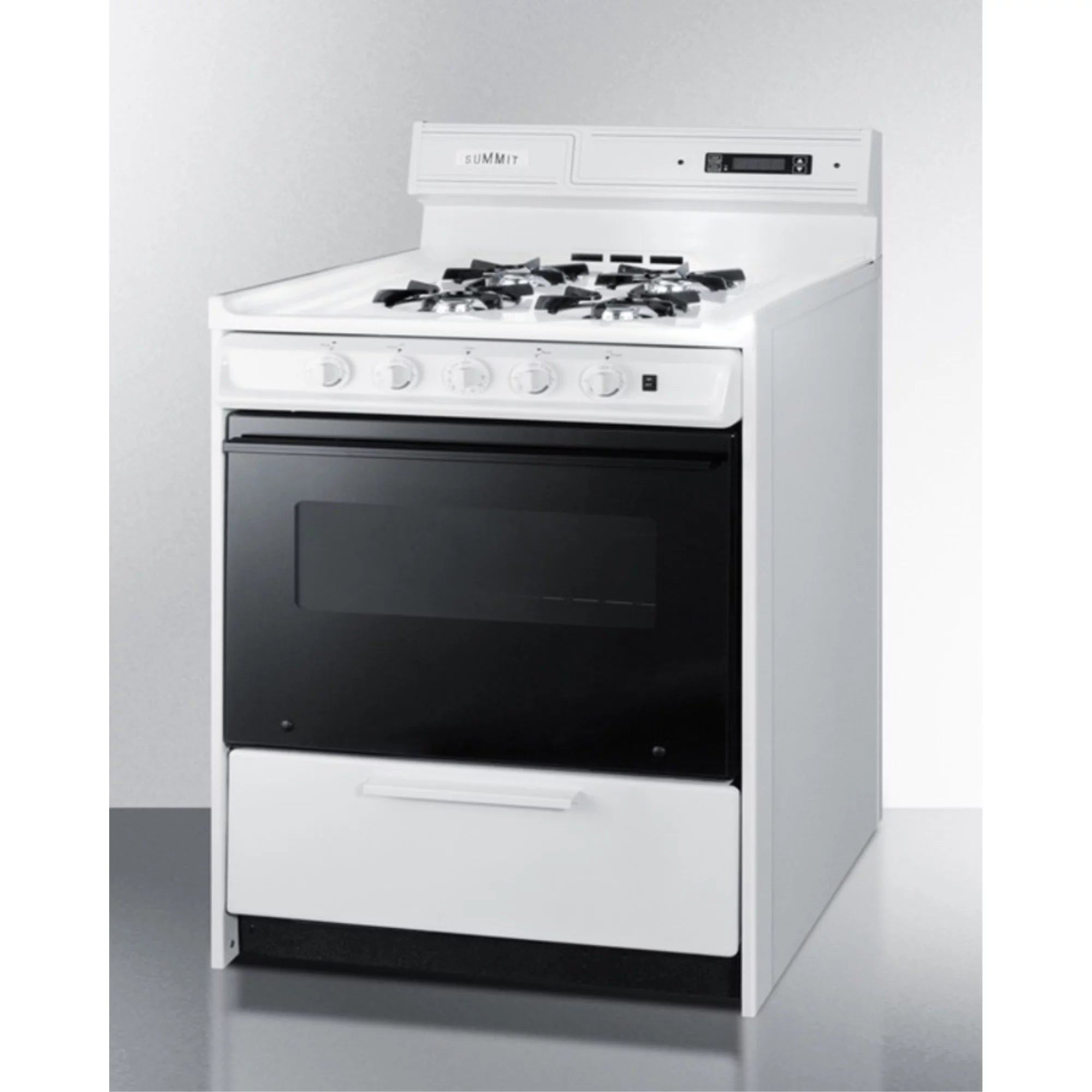 30" wide gas range in white with black door N10268