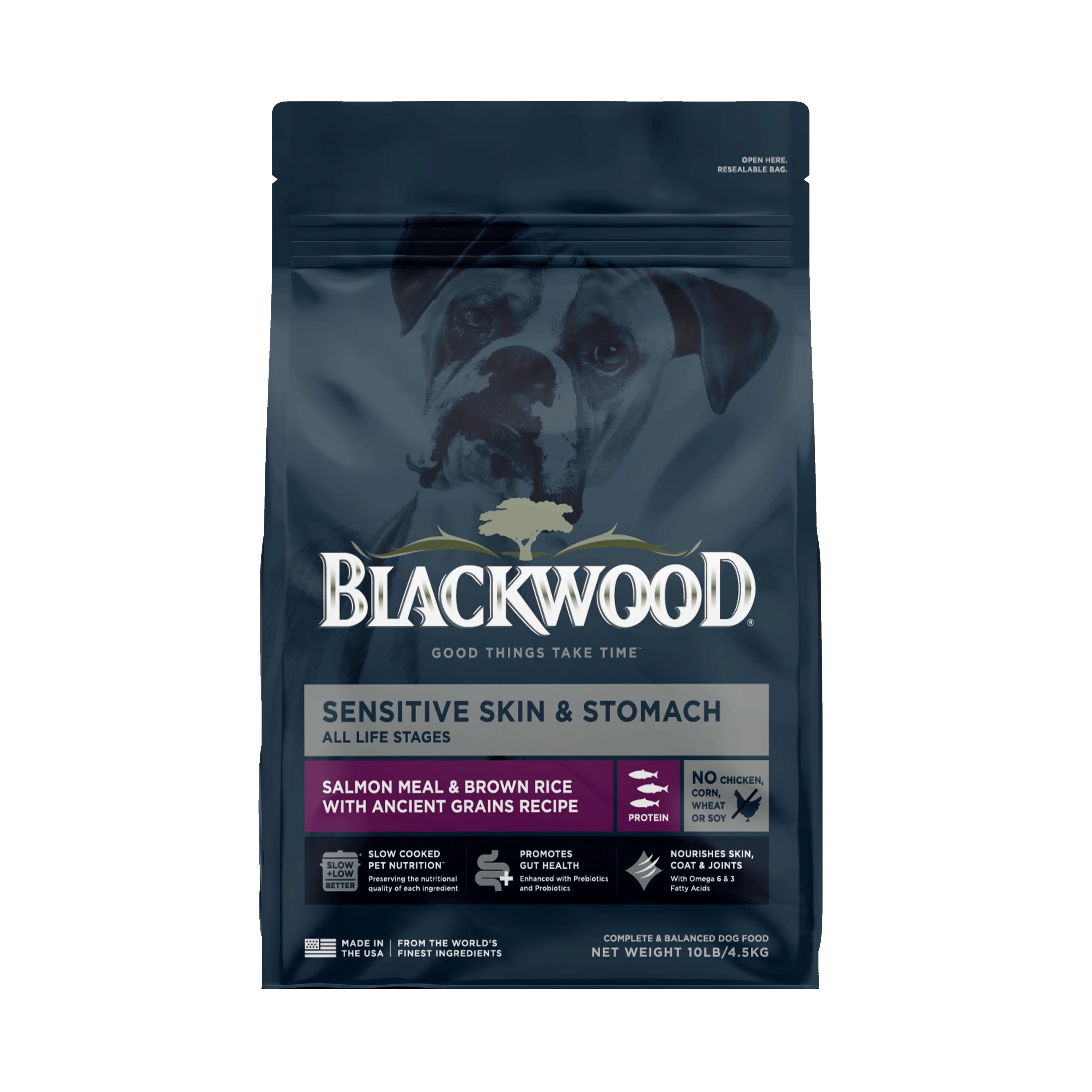 Blackwood Dry Dog Food Sensitive Skin & Stomach Salmon Meal with Ancient Grains 10 lb. A7783