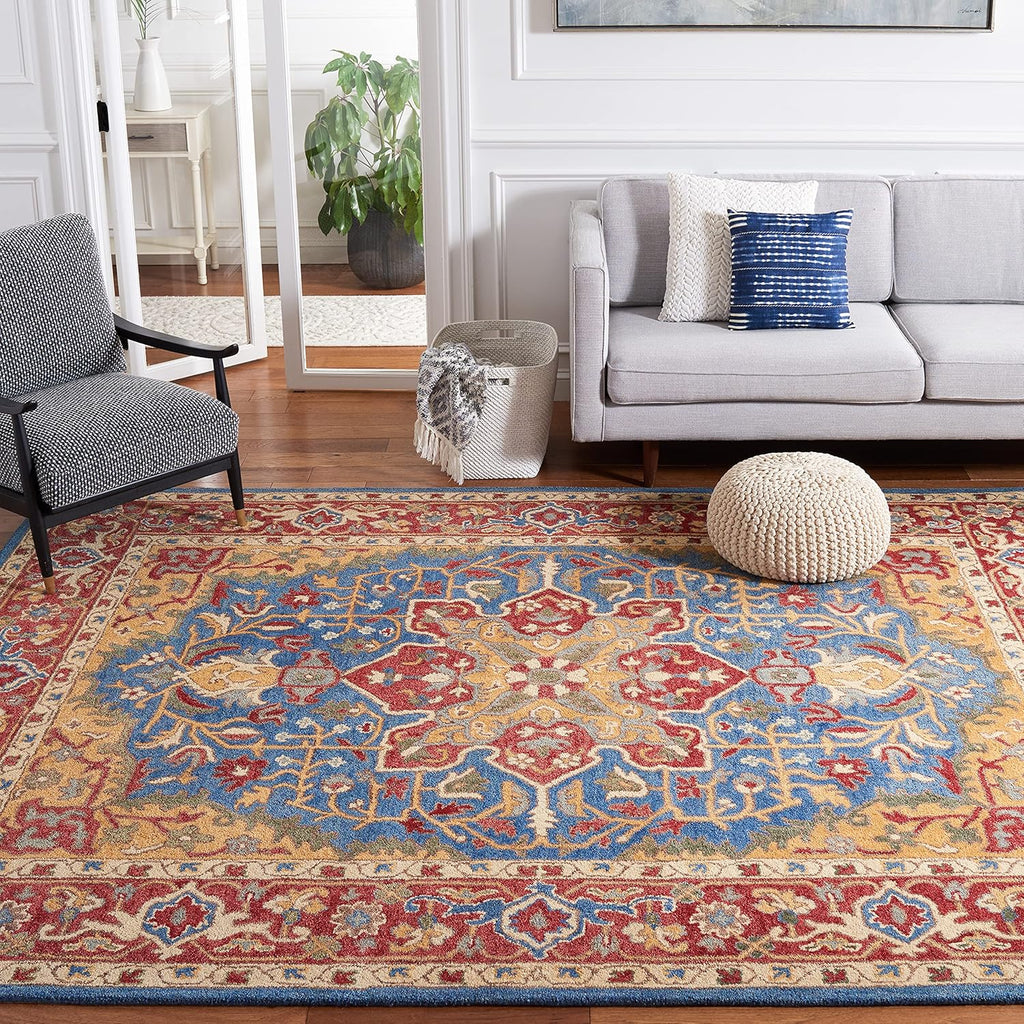 8' x 10' Red Blue Handmade Traditional Oriental Wool Area Rug G28158