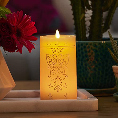 Ivory 3" x 6.5" Moving Flame LED Pillar Candle Q35956