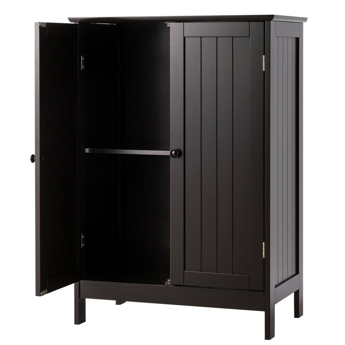 Brown Double Door Bathroom Floor Storage Cabinet F64470