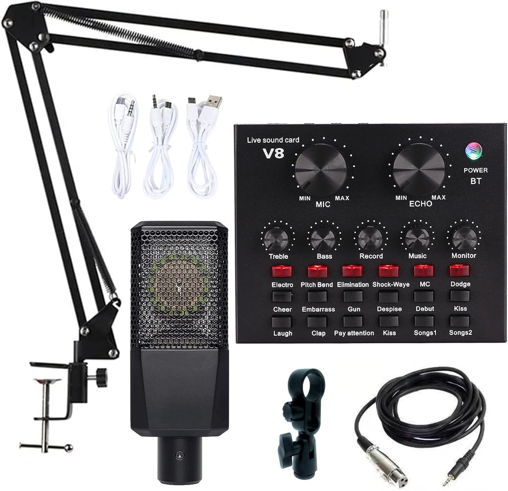 Podcast Equipment Bundle with Voice Changer Live Sound Card Audio Interface Pack of 2 Y52459