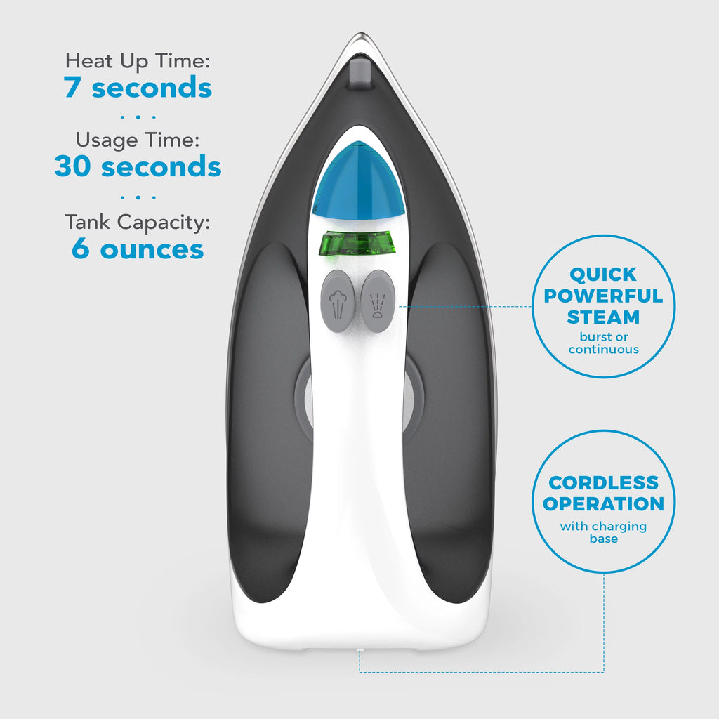 White Portable Cordless Steam Iron with Carrying Case J10218