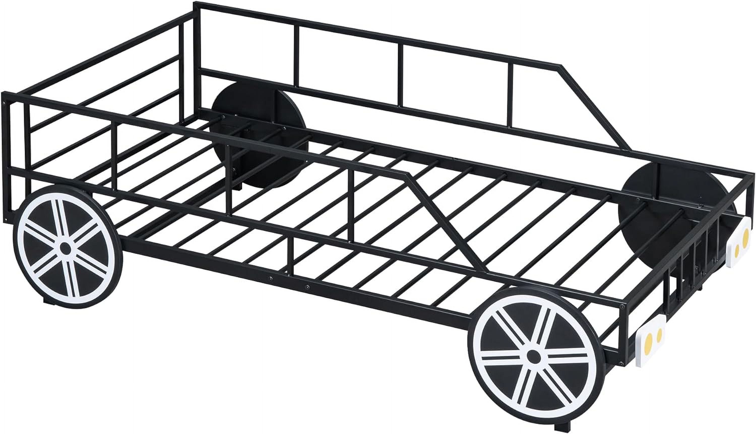 Black Race Car Bed with Rails and Wheels H161366