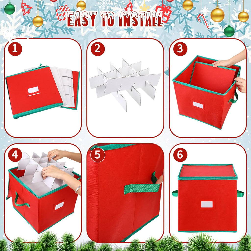 4 Pcs Christmas Ornament Storage Box with 16 Trays Z7720