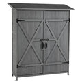 Outdoor Wood Storage Cabinet with Waterproof Roof and Detachable Shelves R908627