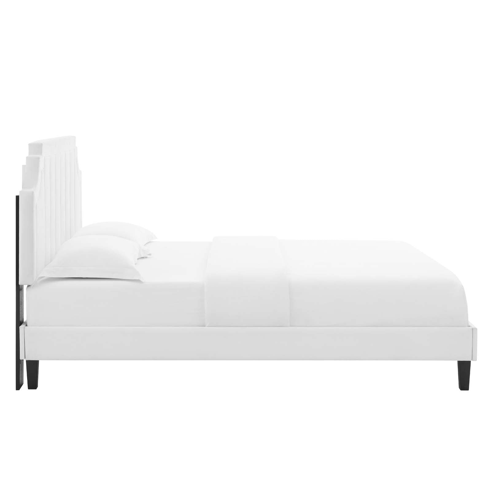 White Velvet King Platform Bed B82507