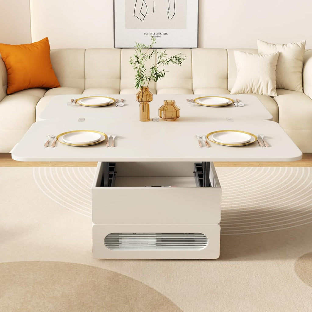 White Lift Top Coffee Table with 4 Stools K726681