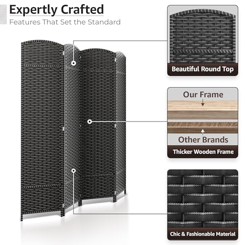 Black 8-Panel Folding Room Divider C2641