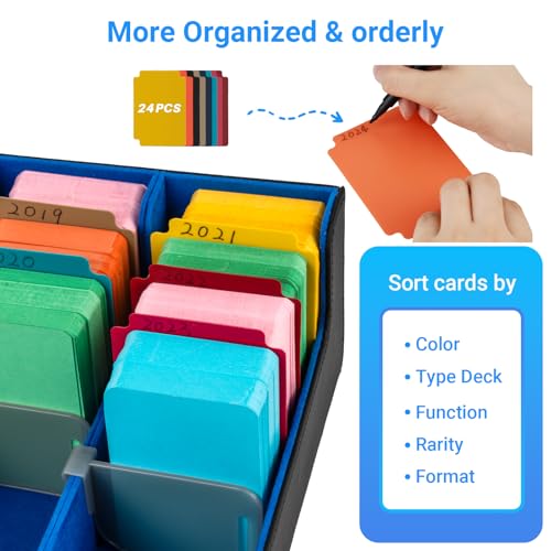 Black & Grey 4 Rows PU Leather Trading Card Case with 24 Dividers & 4 Supporters E301458