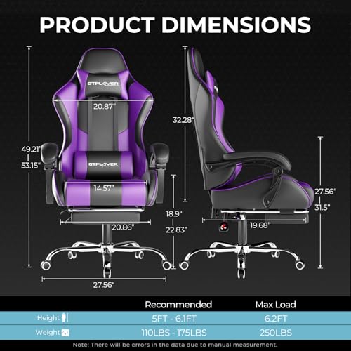 Blue Faux Leather Gaming Chair with Footrest and Lumbar Support B672