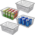 4 Pack Black Metal Wire Storage Baskets with Handles U980