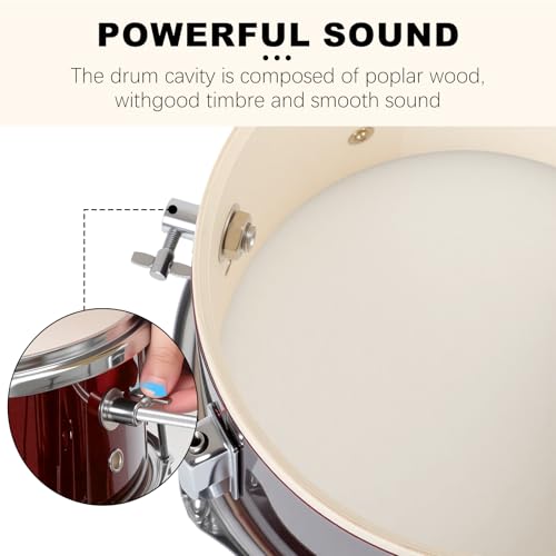 3-Piece 14'' Junior Drum Set with Bass Tom Snare Drum, Cymbal, Pedal, Drumsticks (Pink) F317
