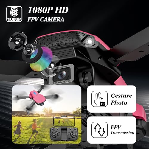 Mini Drone with Camera 1080P, Foldable, 2 Batteries, Black D35519