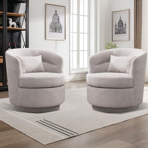Grey Swivel Barrel Chair with Pillow G6965