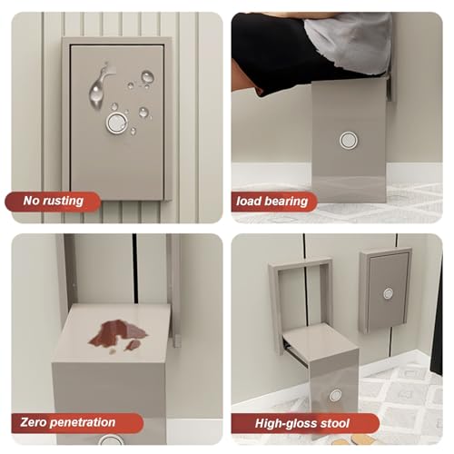 Slim Folding Shoe Changing Stool Wall Mounted Foldable Chairs Storable Entrance Chair W86045