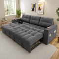 Dark Gray L-Shaped Sectional Sofa Bed with Pull Out Bed L4304