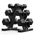 60-550lb Rubber Coated Hex Dumbbell Set with Rack Y455694