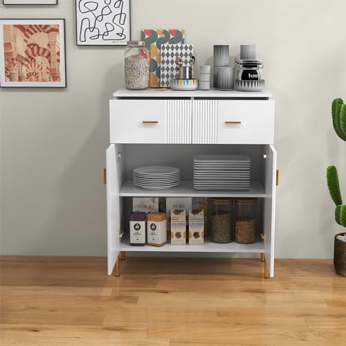 2 Door Sideboard with 2 Drawers and Shelves White N2732