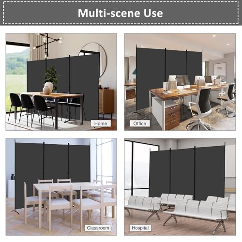 3 Panel Folding Fabric Room Divider, 102" W x 71" H (Black) R846772