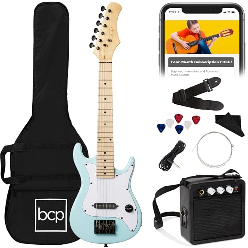 30in Kids Electric Guitar Starter Kit with 5W Amplifier, Strap, Gig Bag, Strings, Picks - Metallic Blue S30950