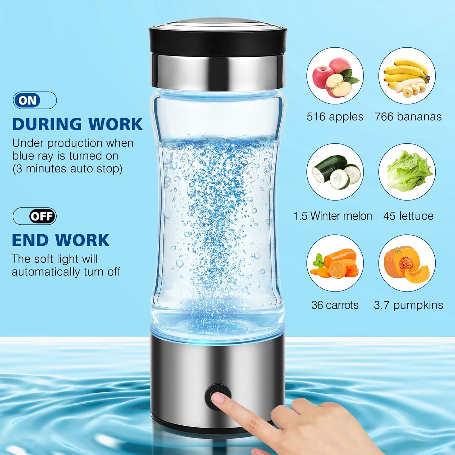 Portable Rechargeable Hydrogen Water Bottle Generator Q840706