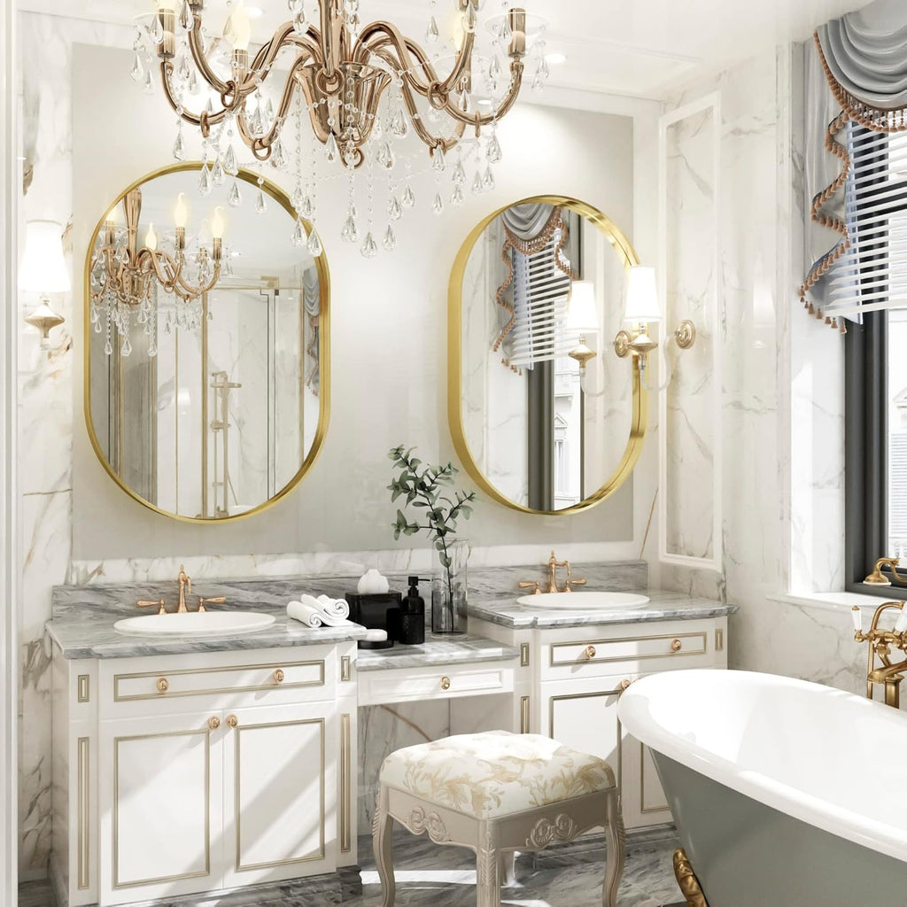 Gold Metal Frame Oval Wall Mirror M99472