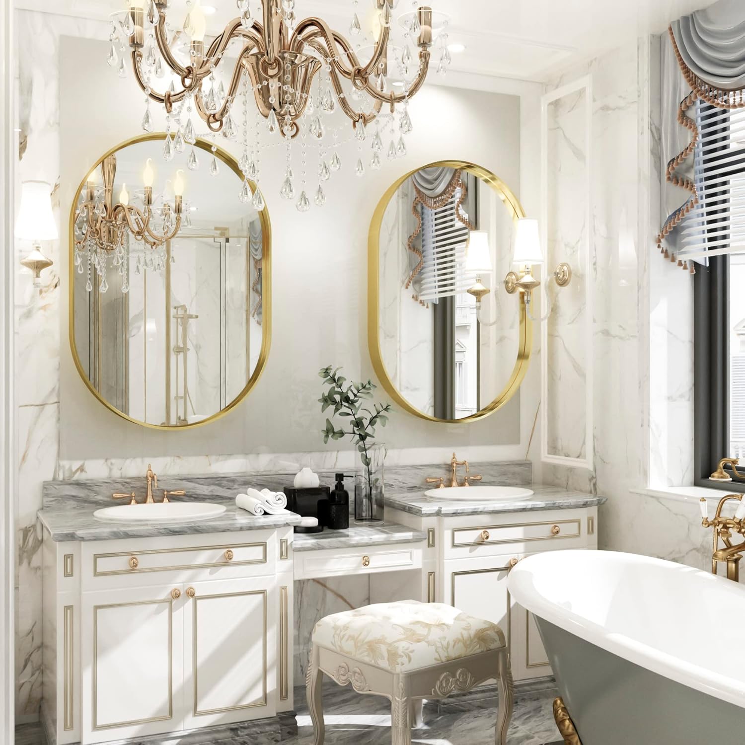 Gold Metal Frame Oval Wall Mirror M99472