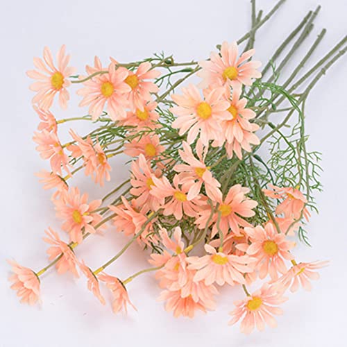 12 Bundles Artificial Silk Daisy UV Resistant Outdoor Fake Wildflowers with Stems Greenery Shrubs Plants (orange) N9596