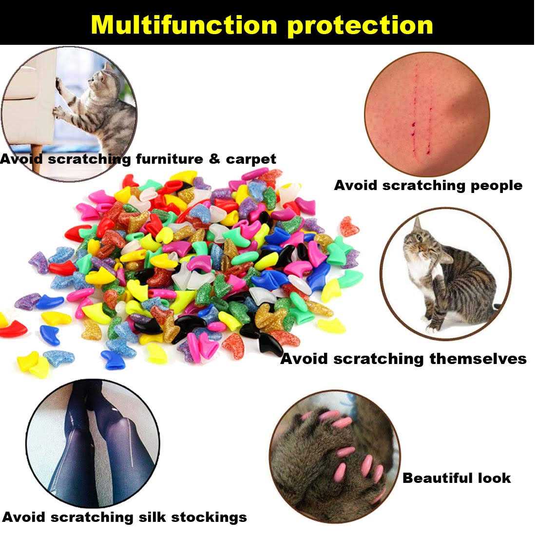 Cat Nail Caps with Glue and Applicators Medium V1659