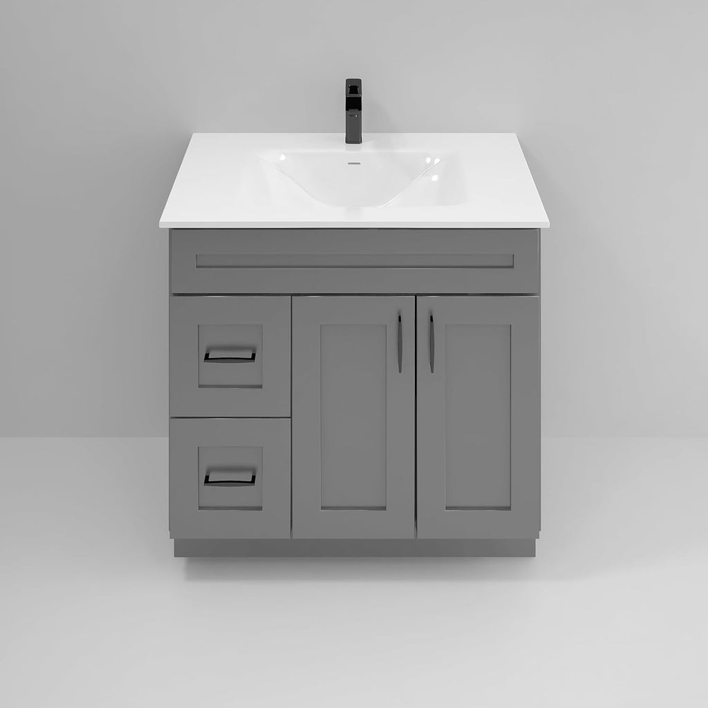 Gray Shaker Bathroom Vanity Sink Base with Drawers 36 in Cabinet N223
