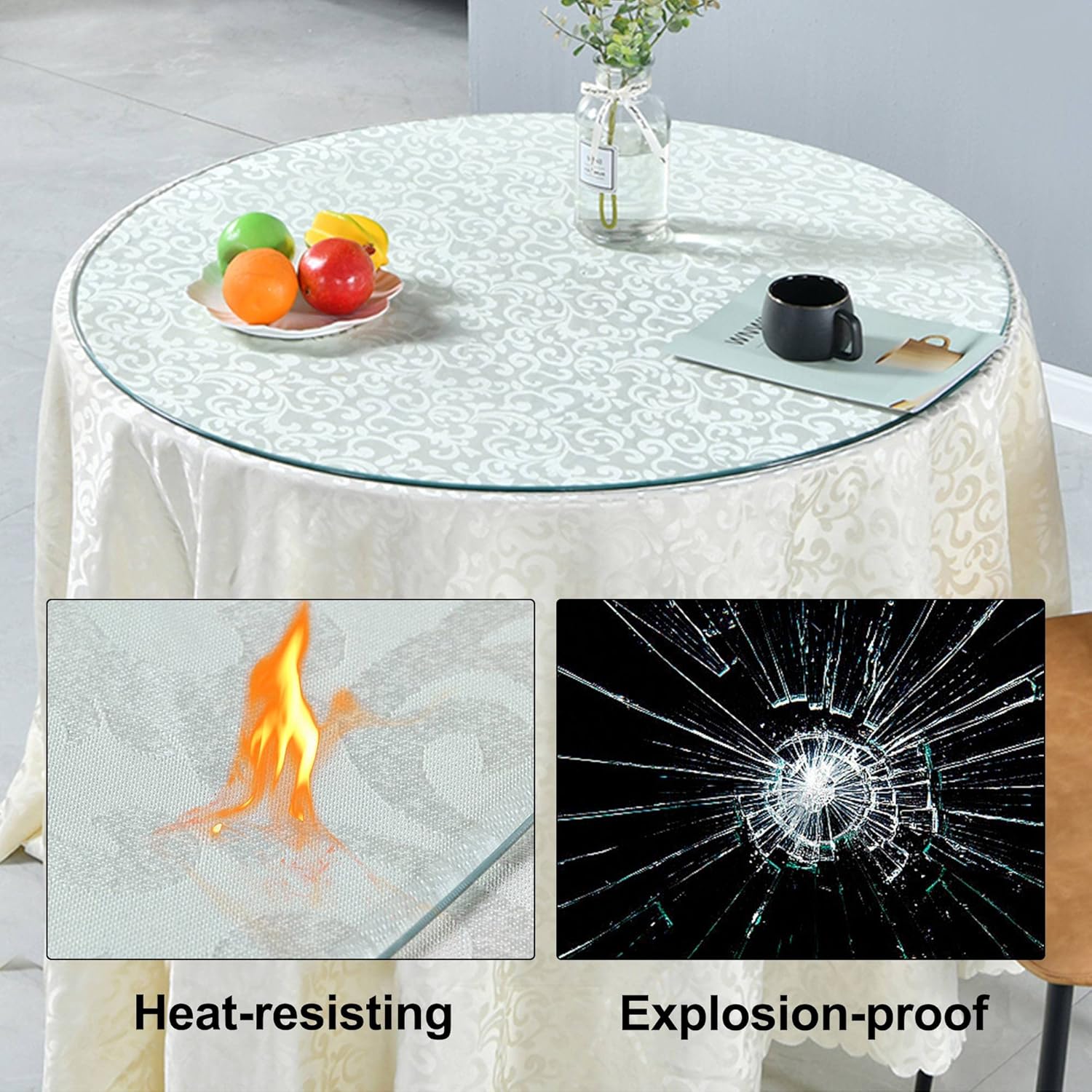 54 Inch Round Tempered Glass Table Top S750009