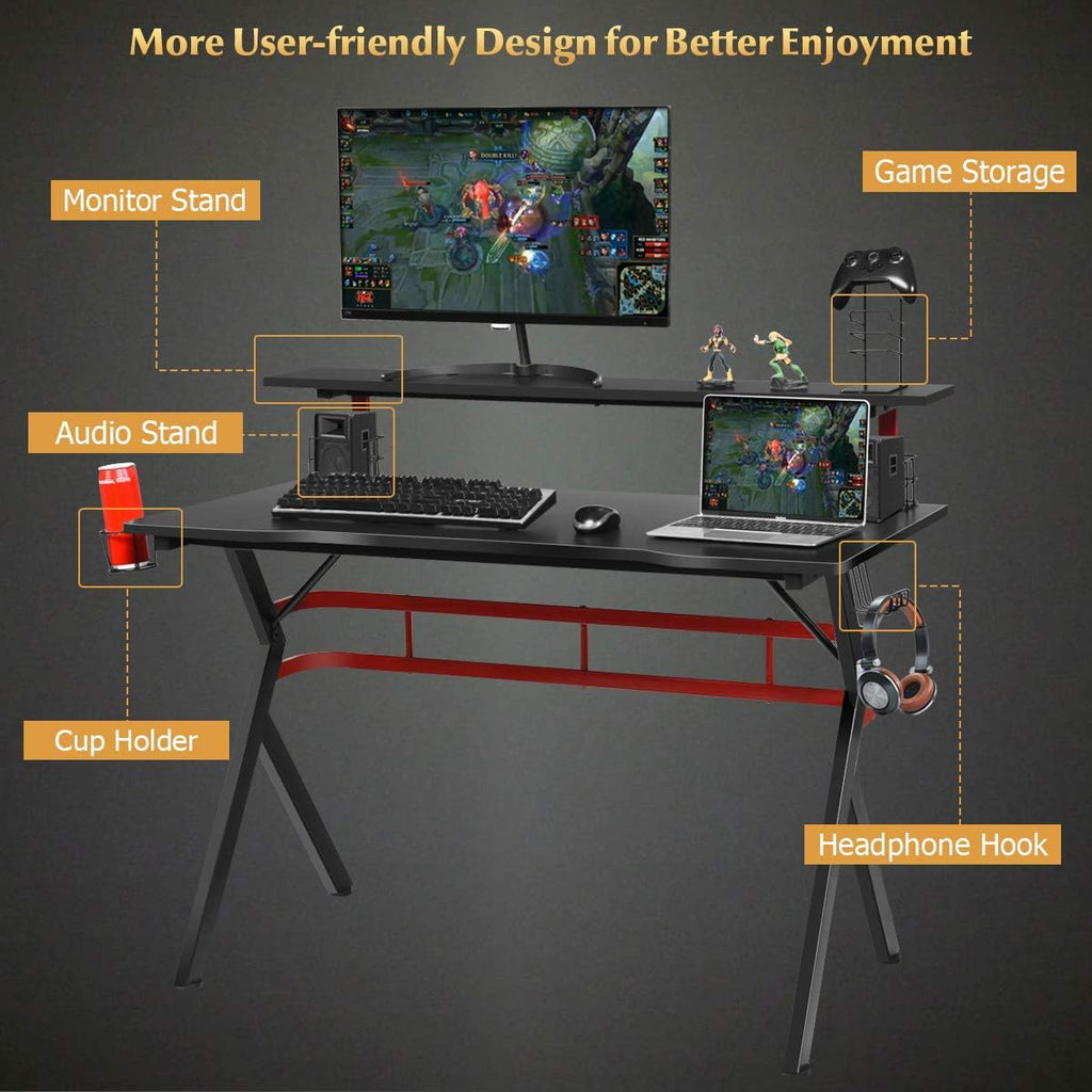 47.5" Gaming Desk with Monitor Shelf D4908
