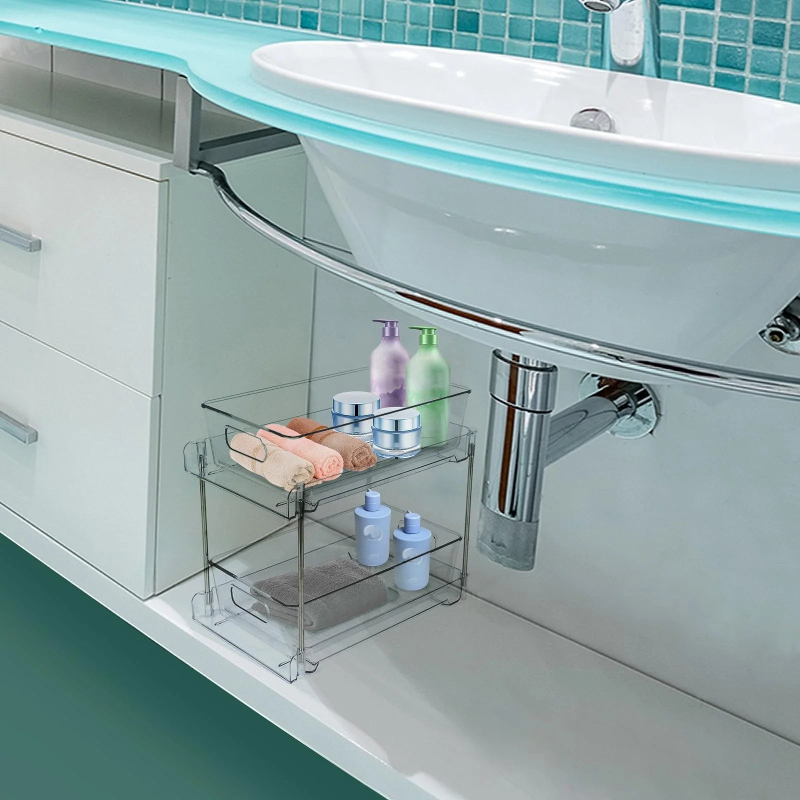 Clear 2-Tier Under Sink Pull-Out Drawer C532