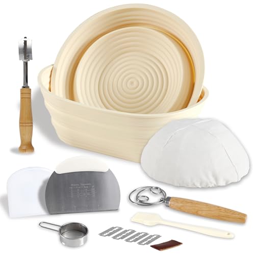 9.5 Inch Round & 10.5 Inch Oval Foldable Sourdough Bread Proofing Basket with Linen Liner S6003