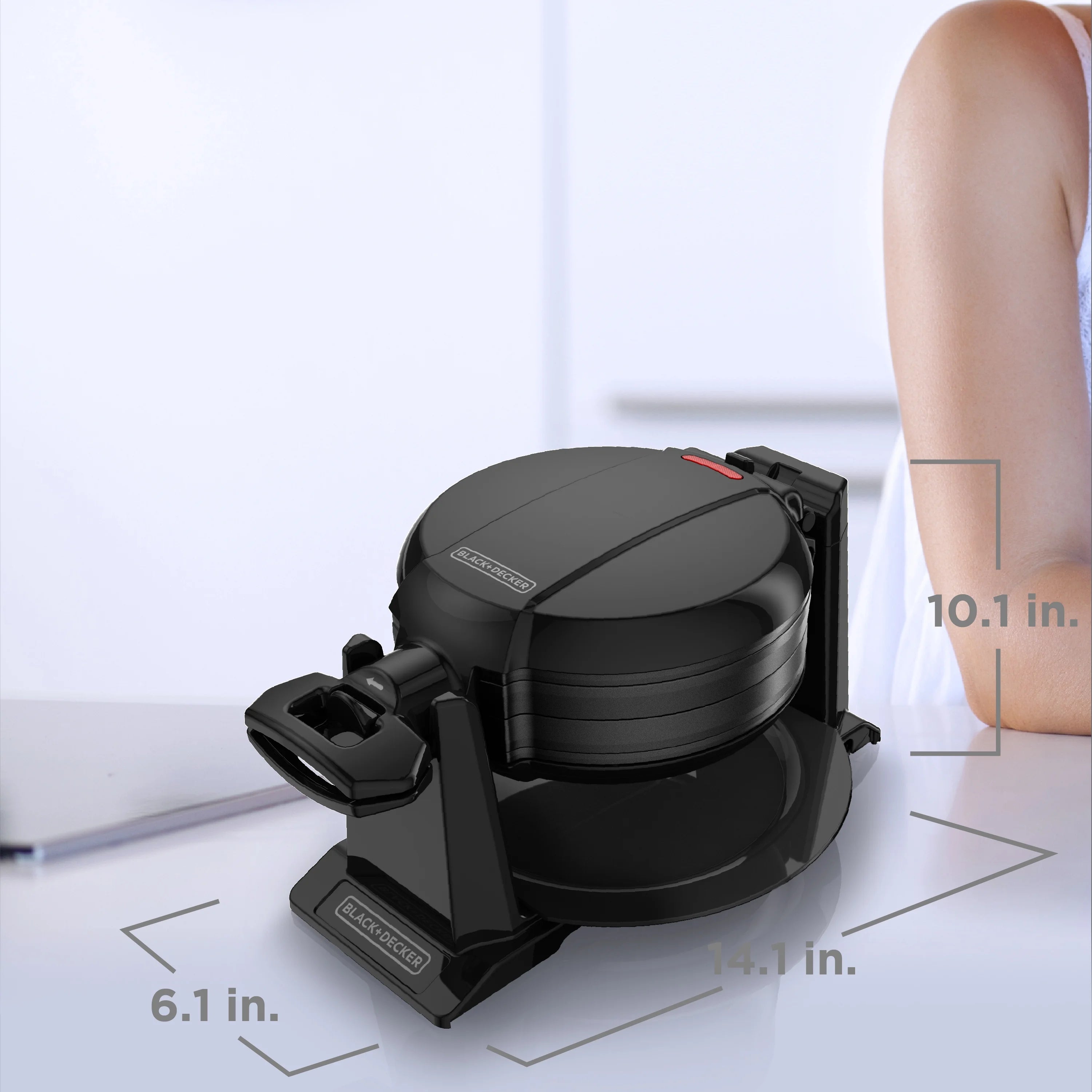 Black Rotating Waffle Maker with Dual Cooking Plates B764618