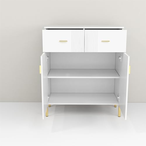 2 Door Sideboard with 2 Drawers and Shelves White N2732